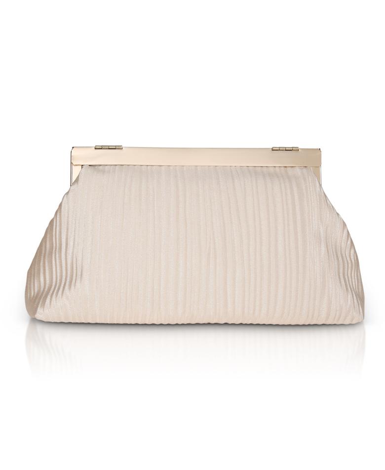 Badgley Mischka Haven Textural Satin Asymmetric Frame Champagne | Women Evening Bags