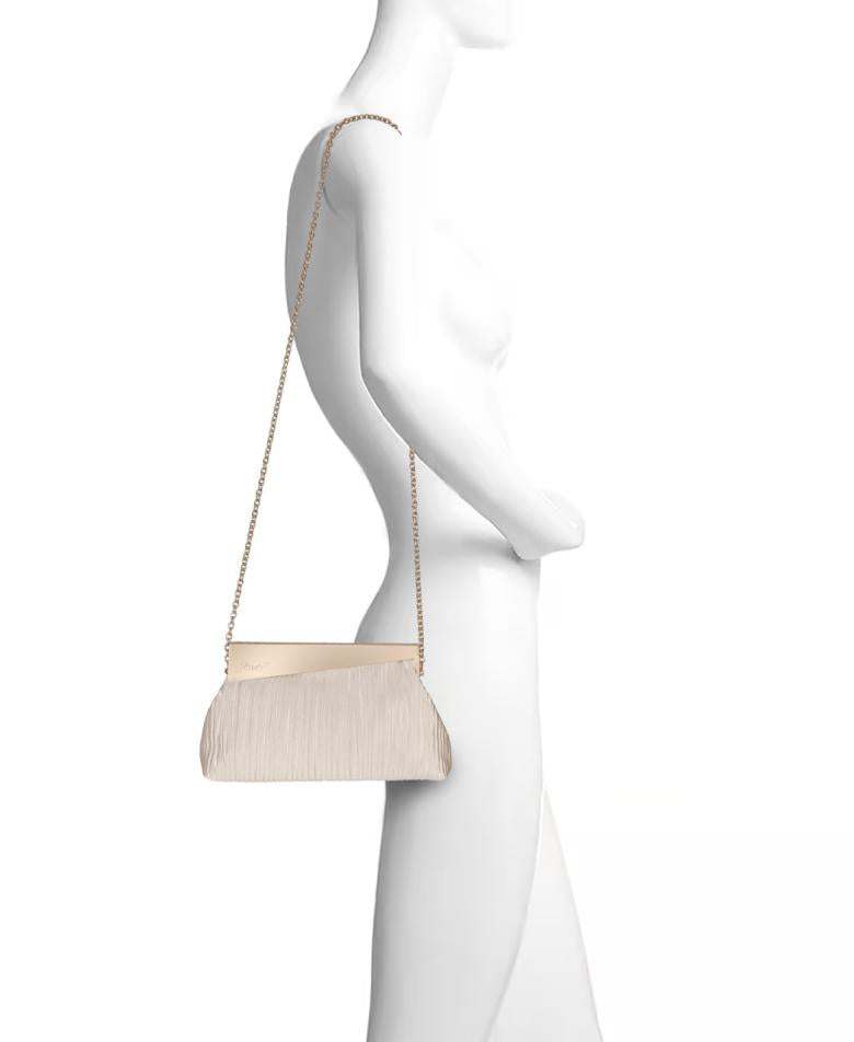 Badgley Mischka Haven Textural Satin Asymmetric Frame Champagne | Women Evening Bags