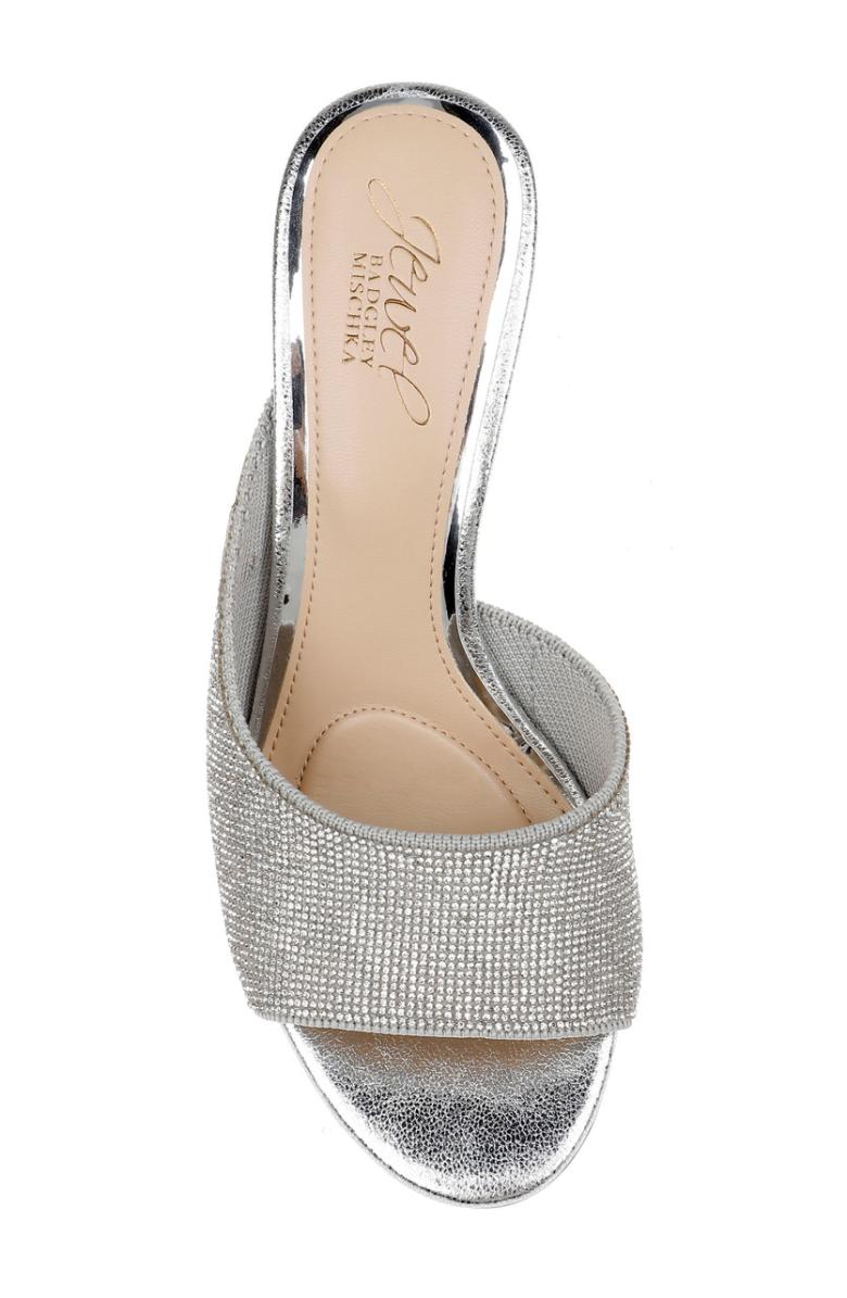 Badgley Mischka Haya Metallic Peep-Toe Mules Light Gold | Women Stiletto
