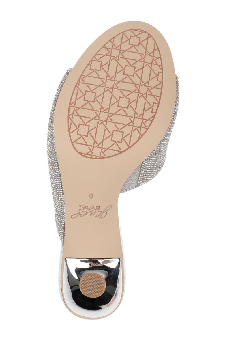 Badgley Mischka Haya Metallic Peep-Toe Mules Light Gold | Women Stiletto