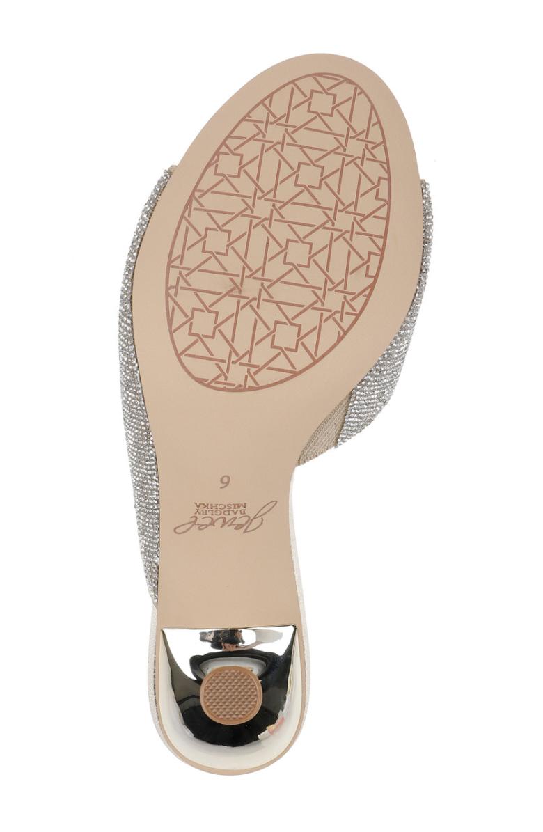 Badgley Mischka Haya Metallic Peep-Toe Mules Light Gold | Women Stiletto