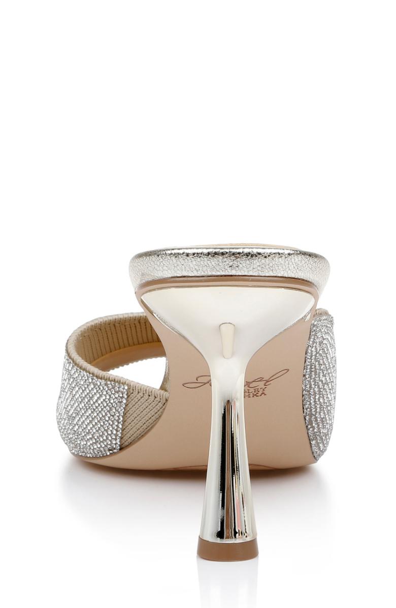 Badgley Mischka Haya Metallic Peep-Toe Mules Light Gold | Women Stiletto