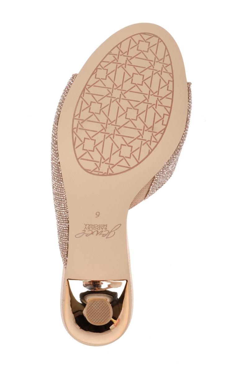 Badgley Mischka Haya Metallic Peep-Toe Mules Light Gold | Women Stiletto