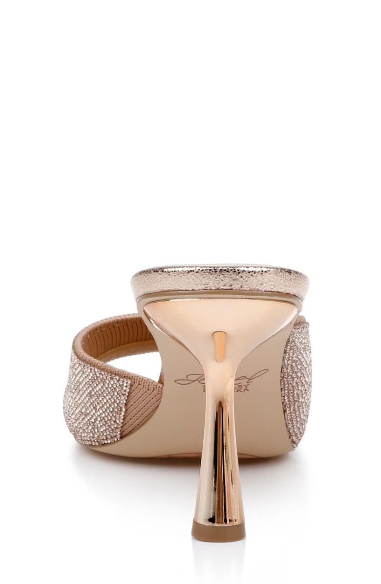 Badgley Mischka Haya Metallic Peep-Toe Mules Light Gold | Women Stiletto