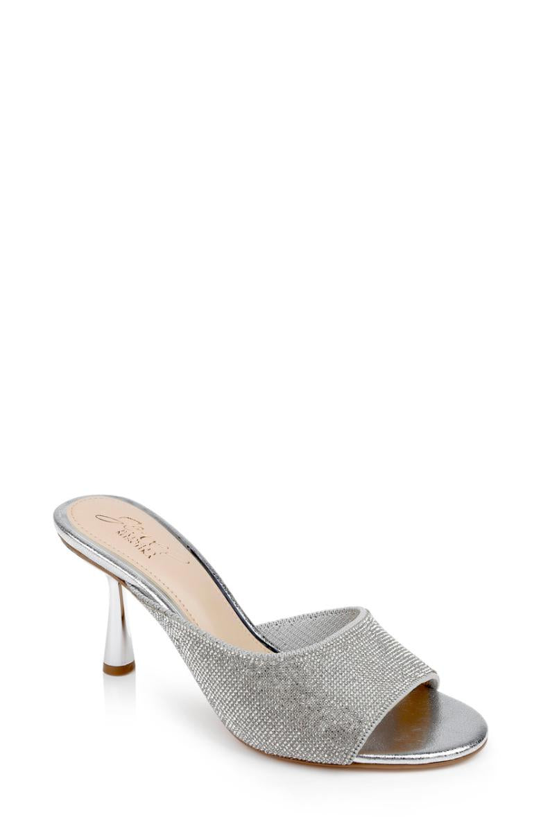 Badgley Mischka Haya Metallic Peep-Toe Mules Light Gold | Women Stiletto