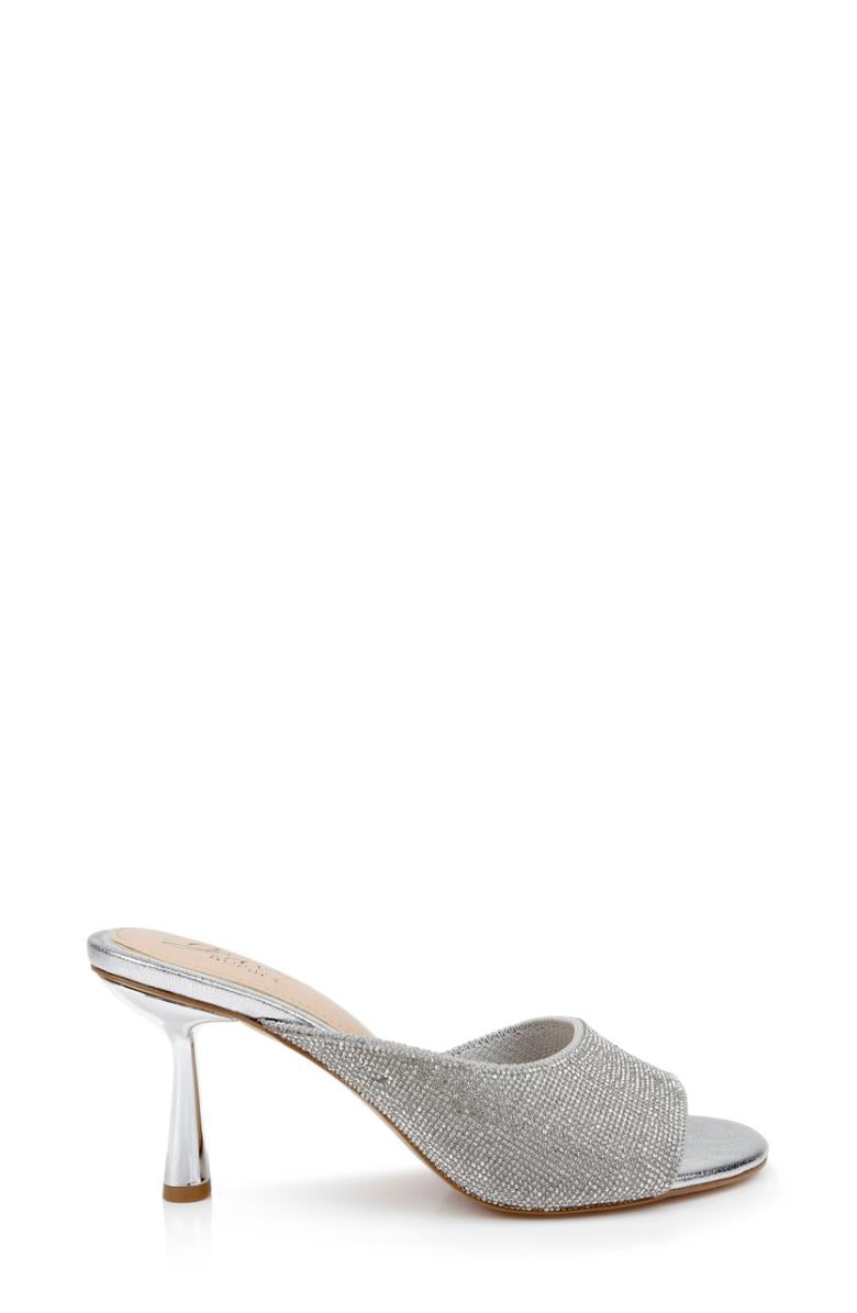 Badgley Mischka Haya Metallic Peep-Toe Mules Light Gold | Women Stiletto