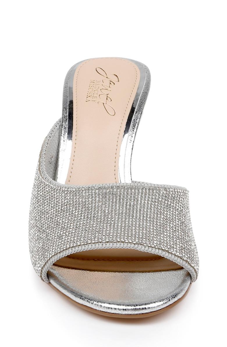 Badgley Mischka Haya Metallic Peep-Toe Mules Light Gold | Women Stiletto