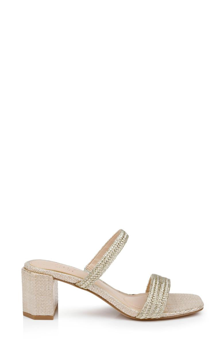 Badgley Mischka Heat Textured Block Heel Mule Gold | Women Block Heels
