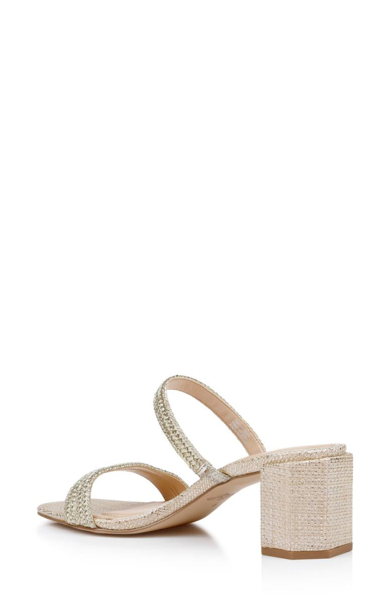 Badgley Mischka Heat Textured Block Heel Mule Gold | Women Block Heels