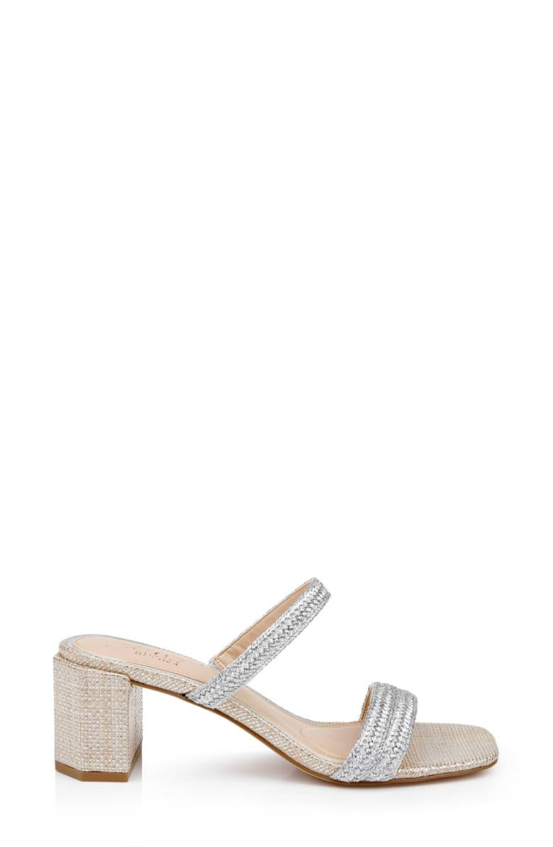 Badgley Mischka Heat Textured Block Heel Mule Gold | Women Block Heels