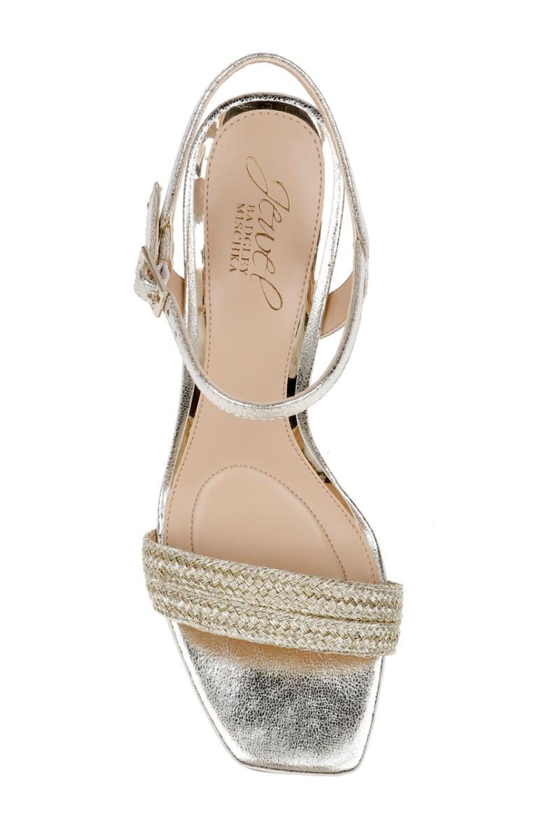 Badgley Mischka Heddia Woven Vamp Sandals Gold | Women Stiletto