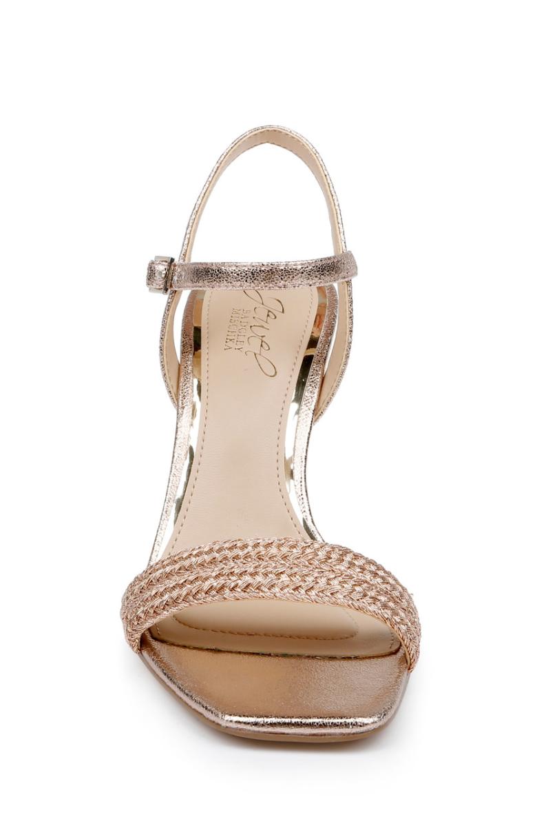 Badgley Mischka Heddia Woven Vamp Sandals Gold | Women Stiletto