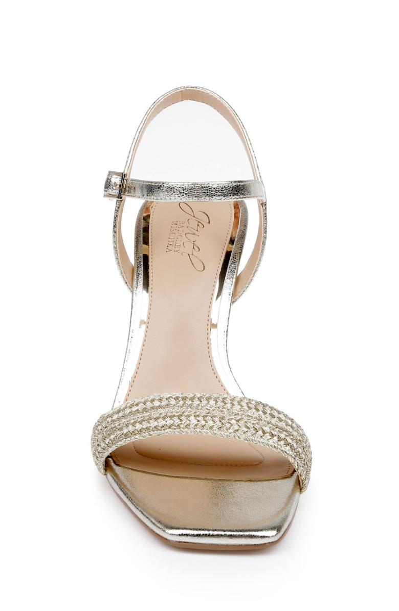 Badgley Mischka Heddia Woven Vamp Sandals Gold | Women Stiletto
