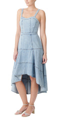 Badgley Mischka High Low Denim Dress Light Blue | Women Day