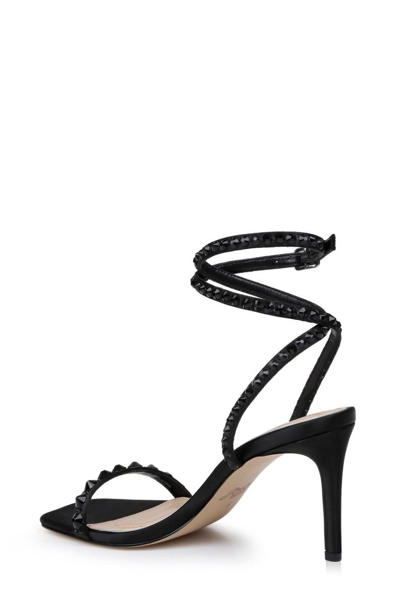 Badgley Mischka Hosana Sexy Stiletto With Gemstone-Studded Wraparound Strap Black | Women Stiletto