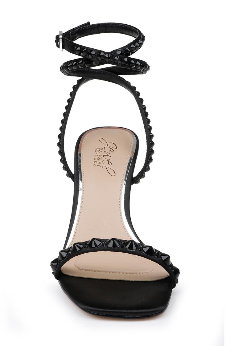 Badgley Mischka Hosana Sexy Stiletto With Gemstone-Studded Wraparound Strap Black | Women Stiletto