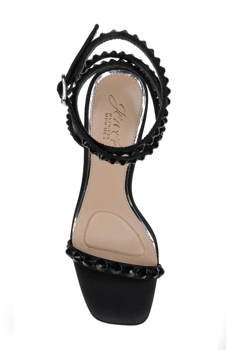 Badgley Mischka Hosana Sexy Stiletto With Gemstone-Studded Wraparound Strap Black | Women Stiletto