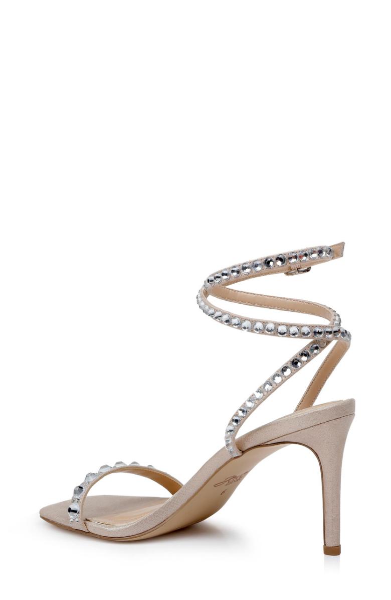 Badgley Mischka Hosana Sexy Stiletto With Gemstone-Studded Wraparound Strap Black | Women Stiletto