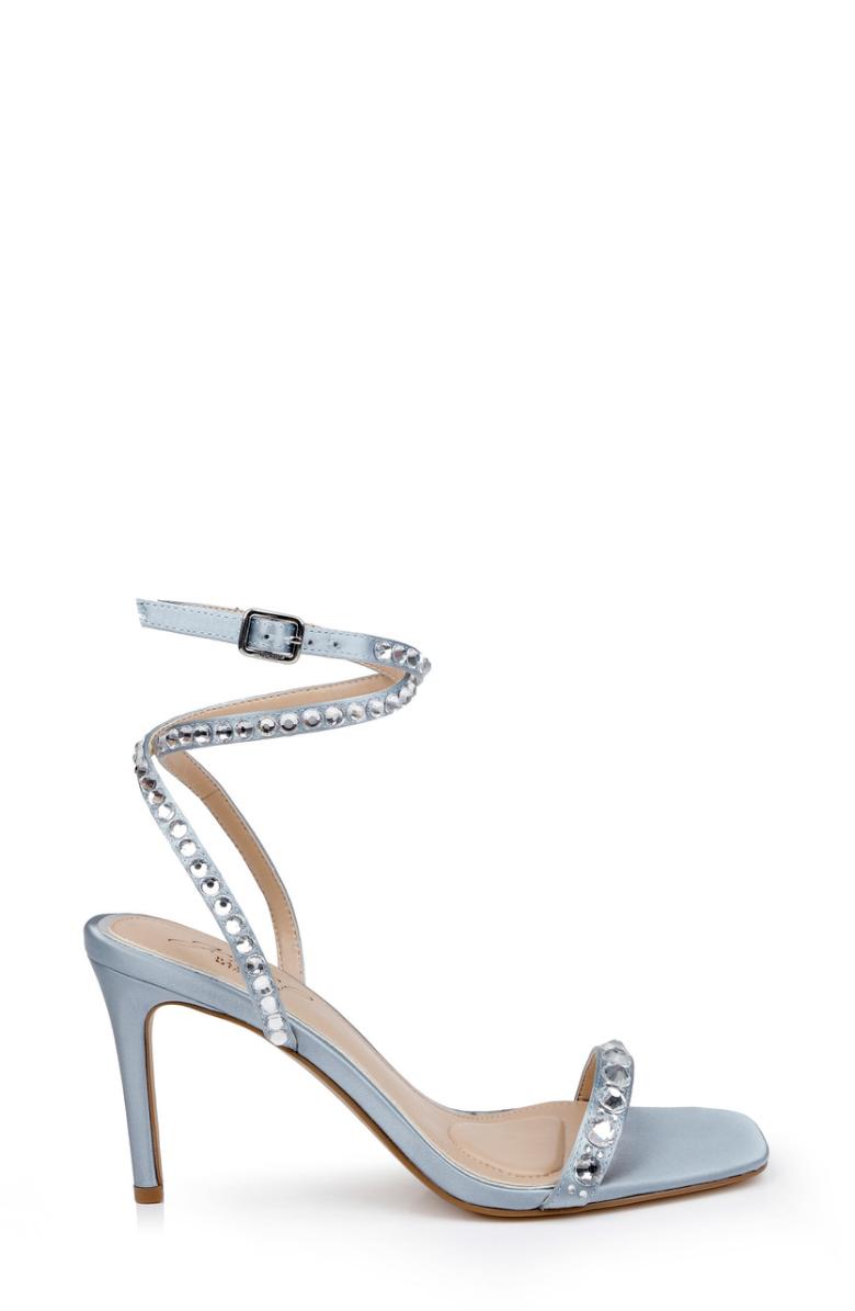 Badgley Mischka Hosana Sexy Stiletto With Gemstone-Studded Wraparound Strap Black | Women Stiletto