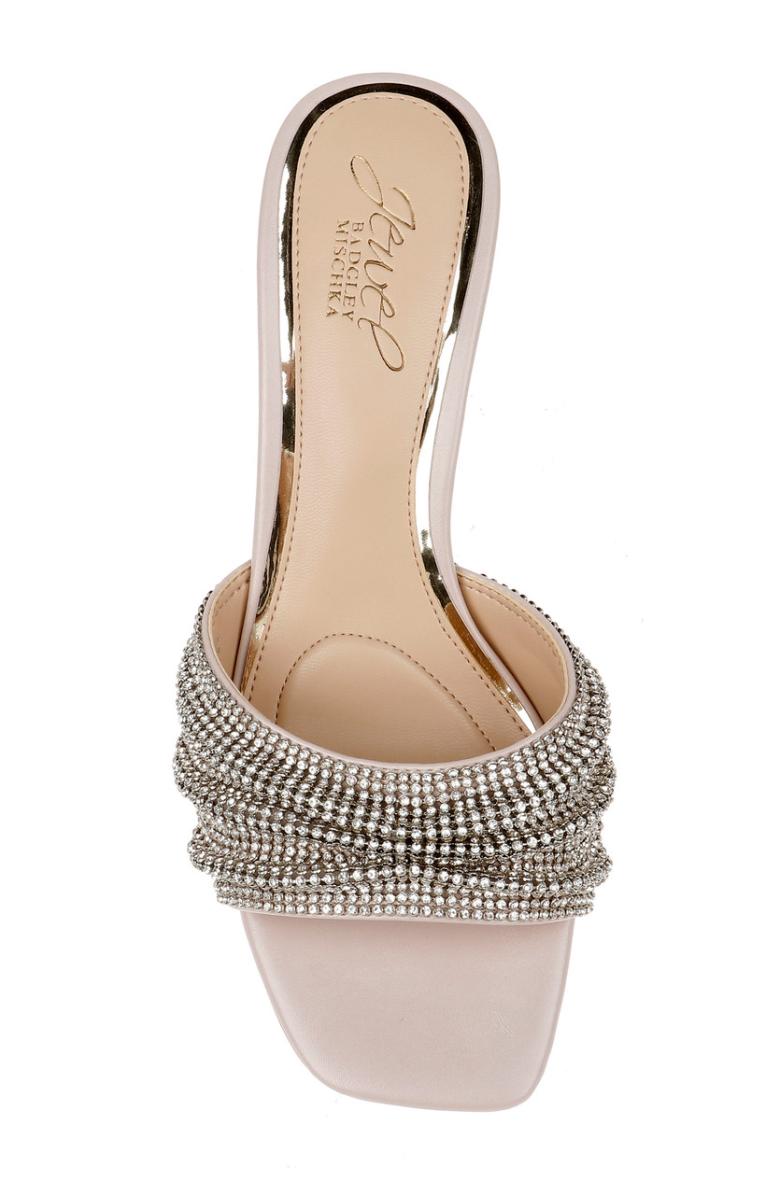 Badgley Mischka Humor Crystal Mules With Kitten Heel Black | Women Kitten Heel