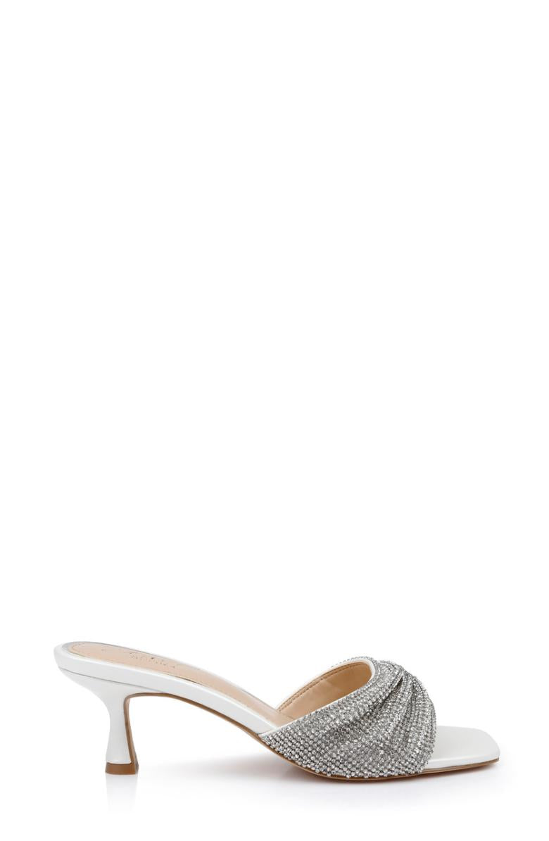 Badgley Mischka Humor Crystal Mules With Kitten Heel Black | Women Kitten Heel