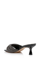 Badgley Mischka Humor Crystal Mules With Kitten Heel Black | Women Kitten Heel