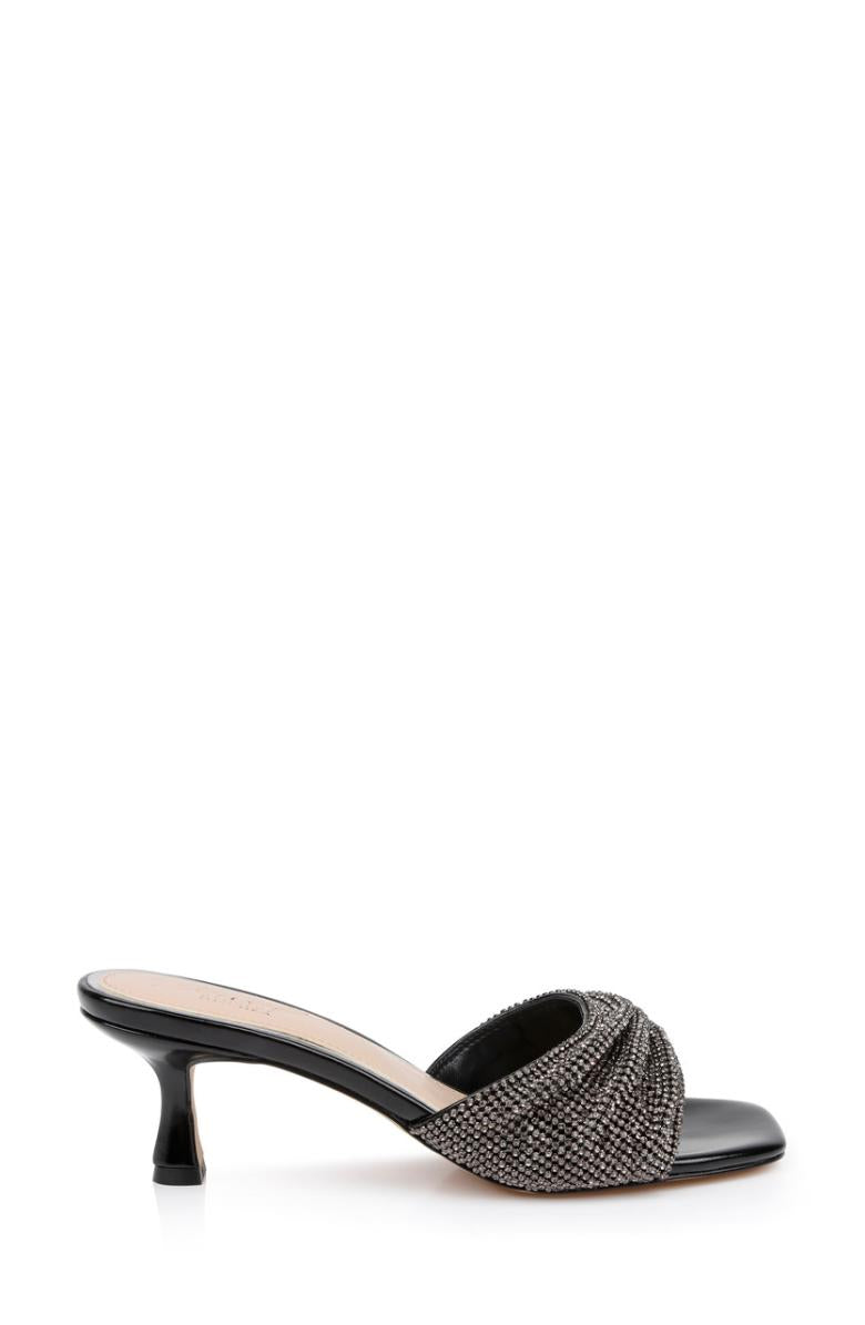 Badgley Mischka Humor Crystal Mules With Kitten Heel Black | Women Kitten Heel