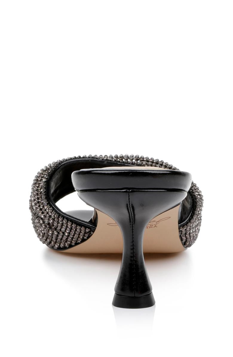 Badgley Mischka Humor Crystal Mules With Kitten Heel Black | Women Kitten Heel