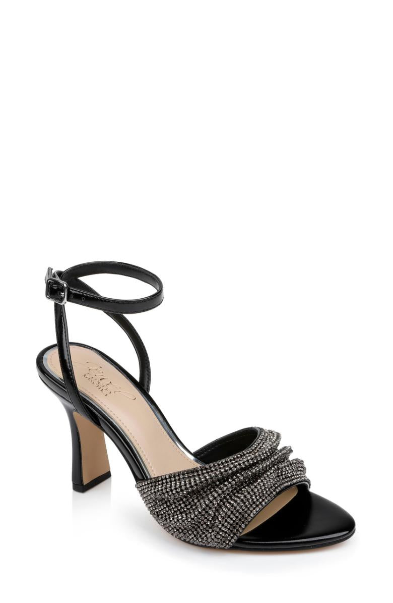 Badgley Mischka Huntley Crystal Strap Stiletto Heel Sandal Black | Women Stiletto