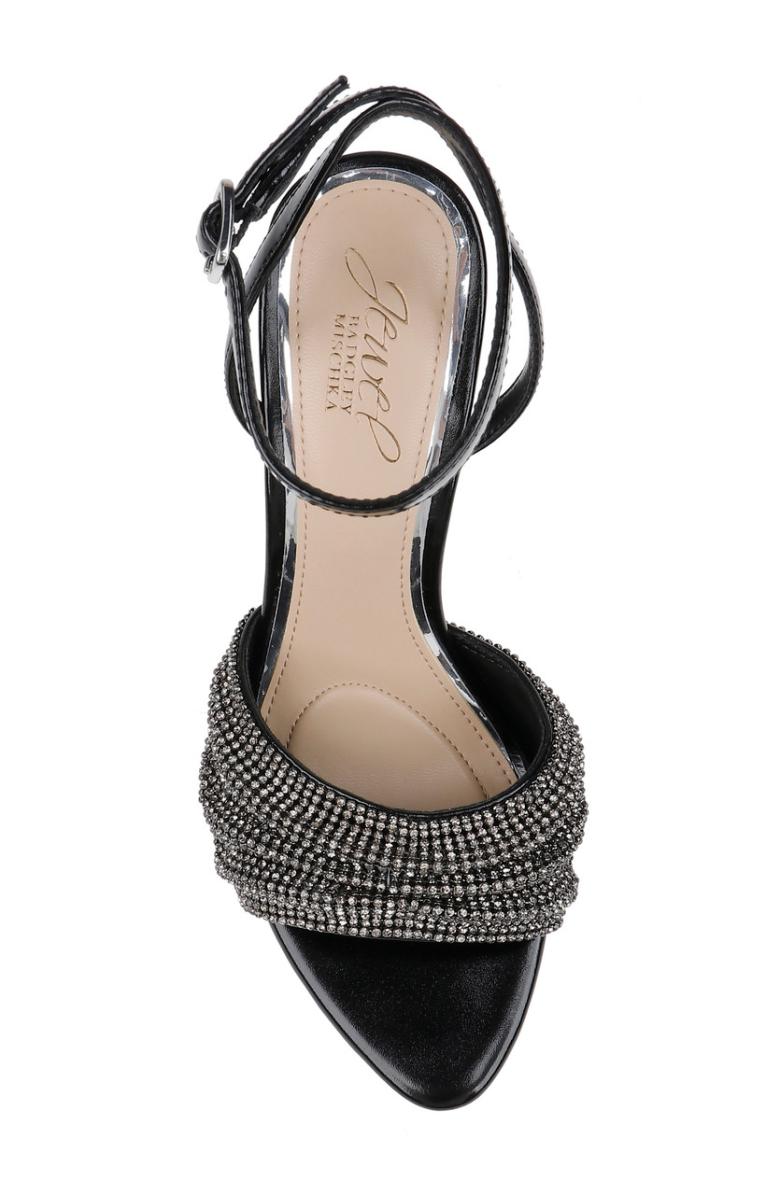 Badgley Mischka Huntley Crystal Strap Stiletto Heel Sandal Black | Women Stiletto