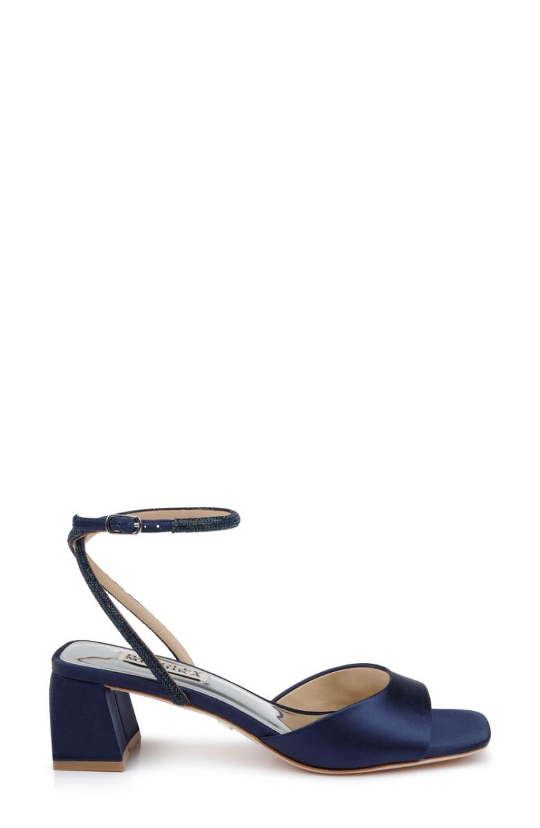 Badgley Mischka Infinity Satin Block Heels With Ankle Strap Black | Women Best Sellers