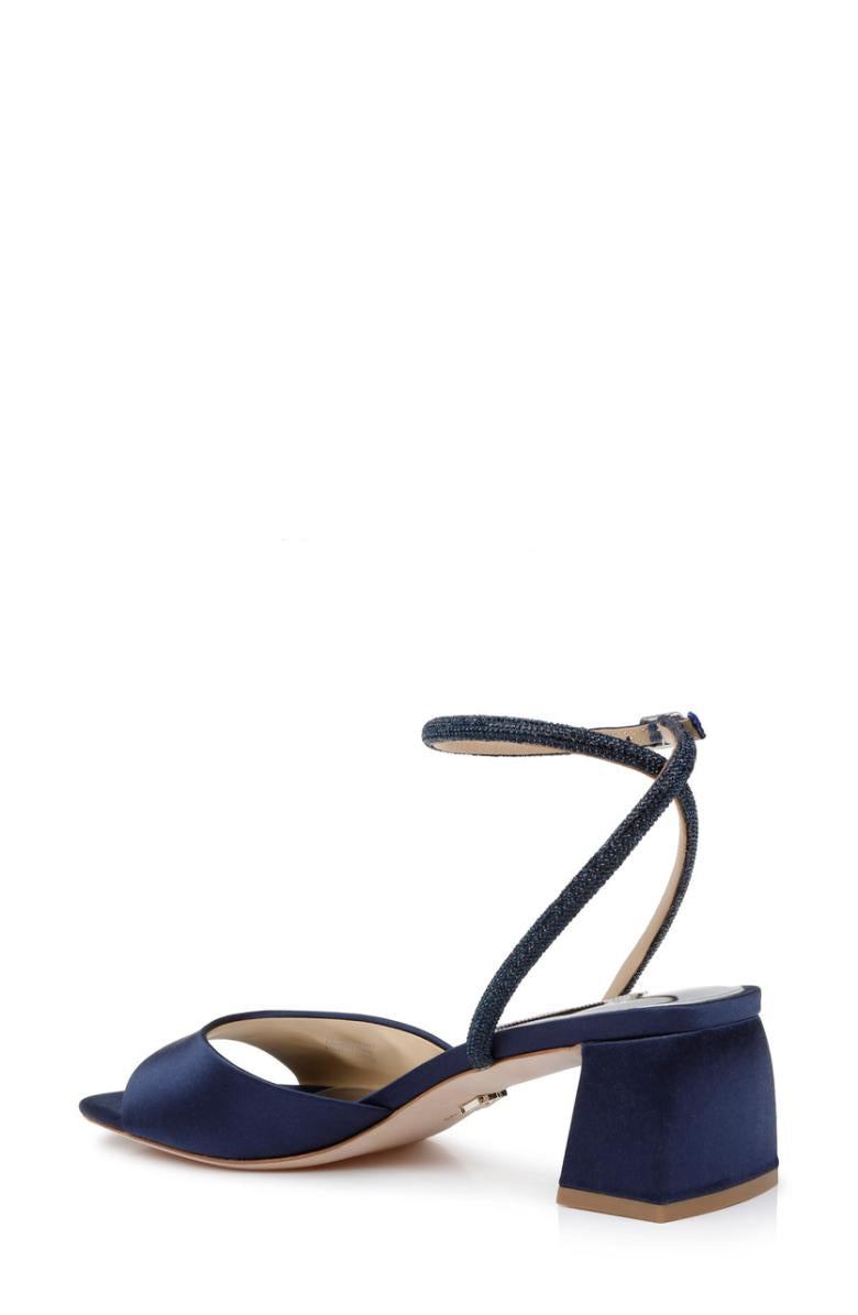 Badgley Mischka Infinity Satin Block Heels With Ankle Strap Black | Women Best Sellers