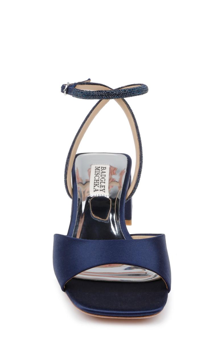 Badgley Mischka Infinity Satin Block Heels With Ankle Strap Black | Women Best Sellers