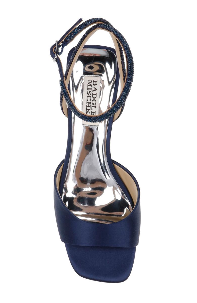 Badgley Mischka Infinity Satin Block Heels With Ankle Strap Black | Women Best Sellers