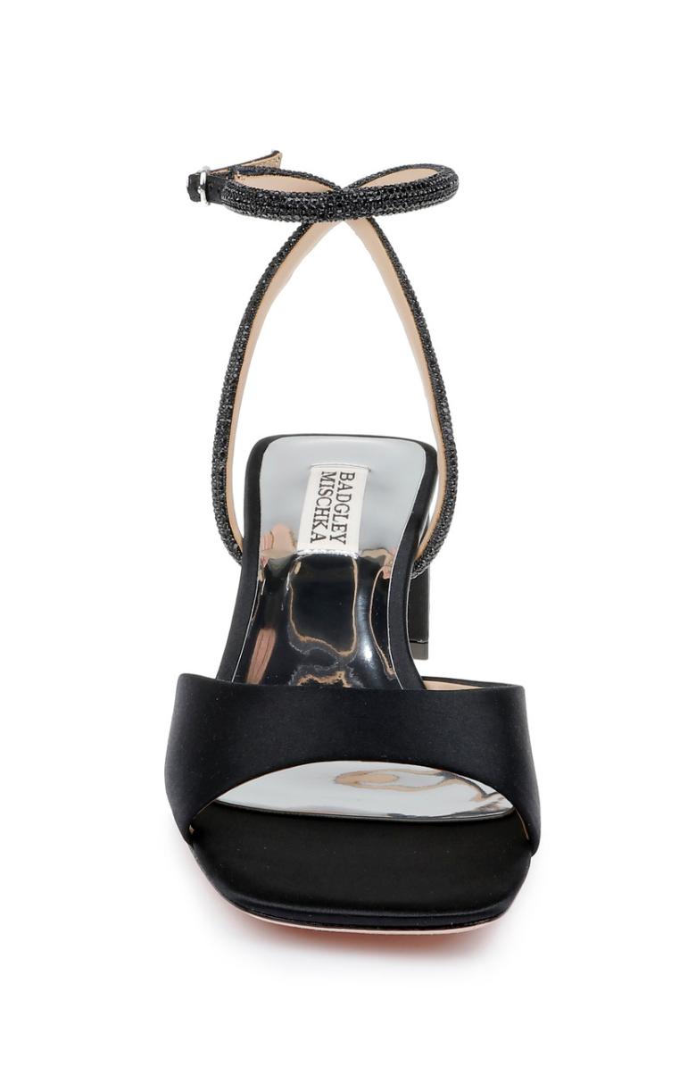 Badgley Mischka Infinity Satin Block Heels With Ankle Strap Black | Women Best Sellers