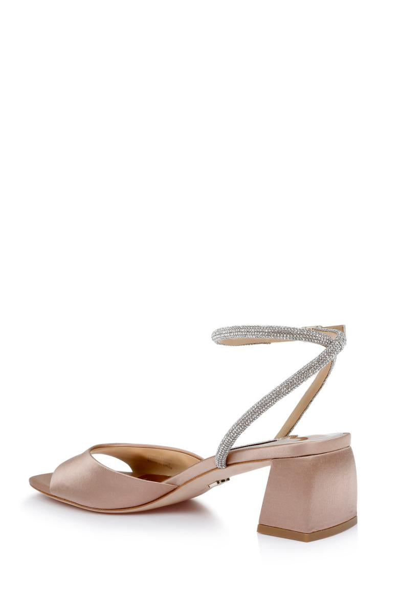 Badgley Mischka Infinity Satin Block Heels With Ankle Strap Black | Women Best Sellers