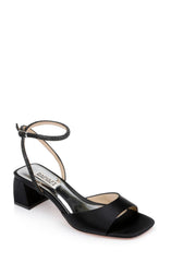 Badgley Mischka Infinity Satin Block Heels With Ankle Strap Black | Women Best Sellers