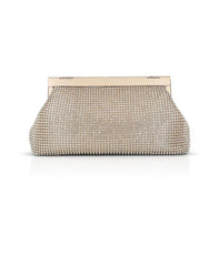 Badgley Mischka Ivy Asymmetrical Crystal Pouch Clutch Gold | Women Evening Bags