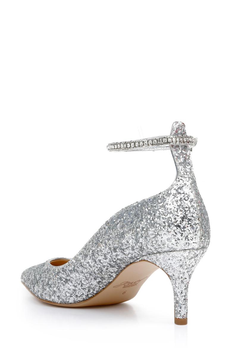 Badgley Mischka Jamila Ankle Strap Kitten Heel Gold Glitter | Women Kitten Heel