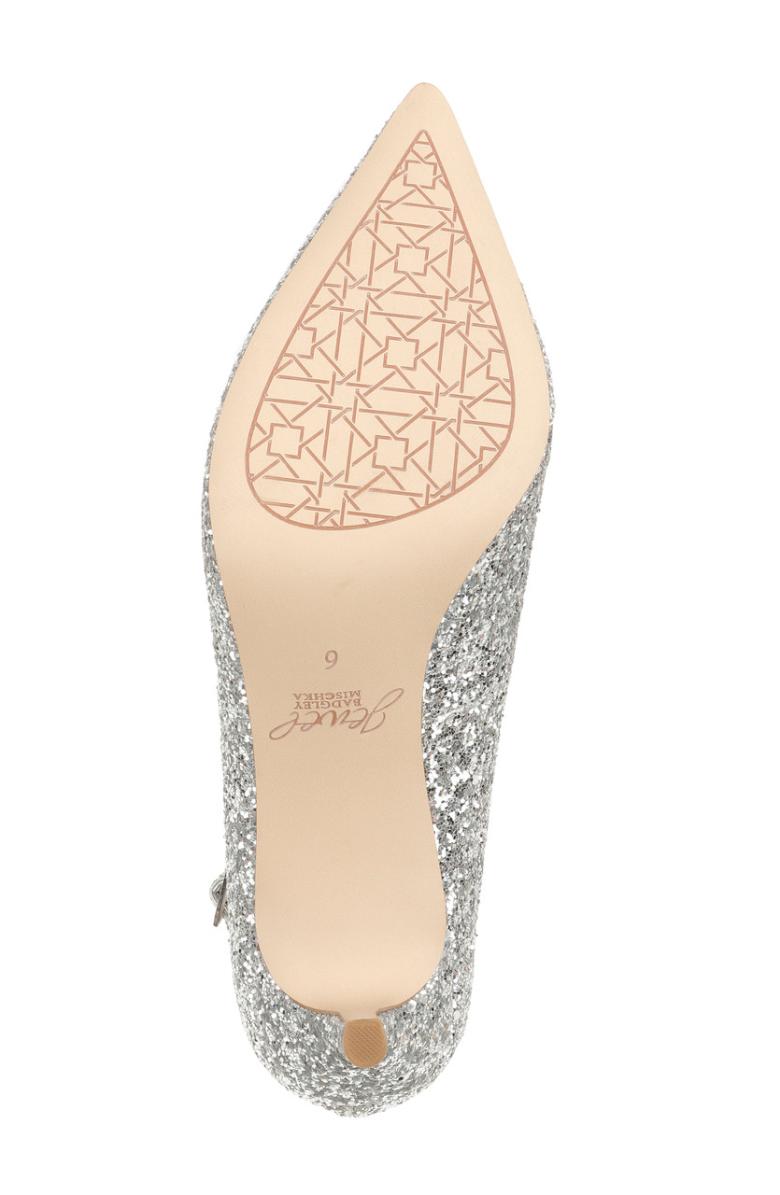 Badgley Mischka Jamila Ankle Strap Kitten Heel Gold Glitter | Women Kitten Heel