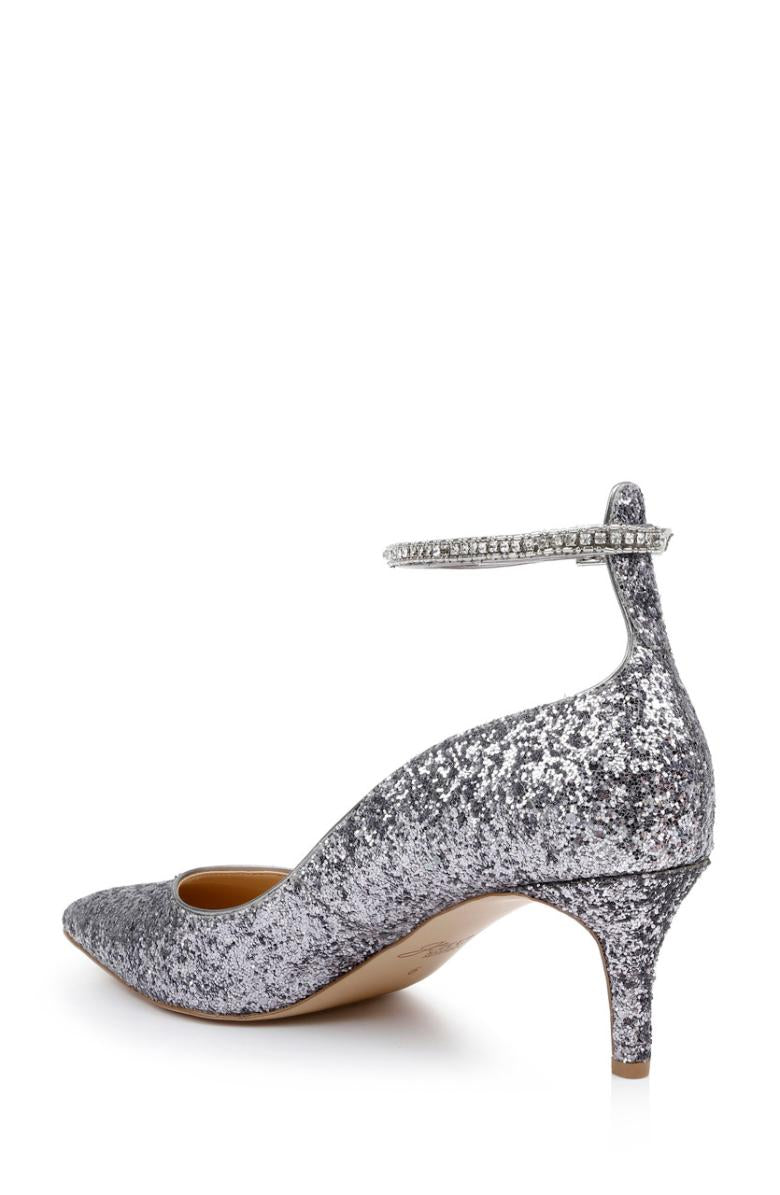 Badgley Mischka Jamila Ankle Strap Kitten Heel Gold Glitter | Women Kitten Heel