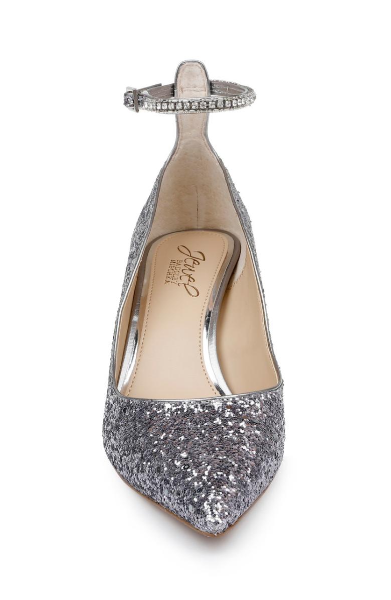 Badgley Mischka Jamila Ankle Strap Kitten Heel Gold Glitter | Women Kitten Heel