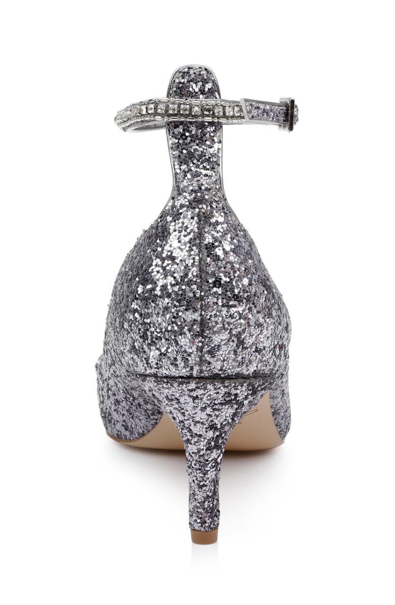 Badgley Mischka Jamila Ankle Strap Kitten Heel Gold Glitter | Women Kitten Heel