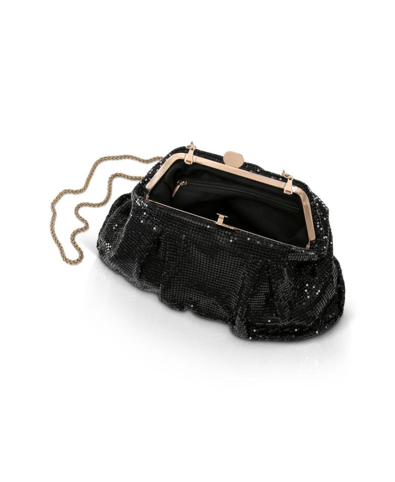 Badgley Mischka Jordan Metal Pleated Mesh Pouch Clutch Gold | Women Evening Bags