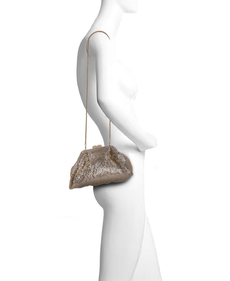 Badgley Mischka Jordan Metal Pleated Mesh Pouch Clutch Gold | Women Evening Bags