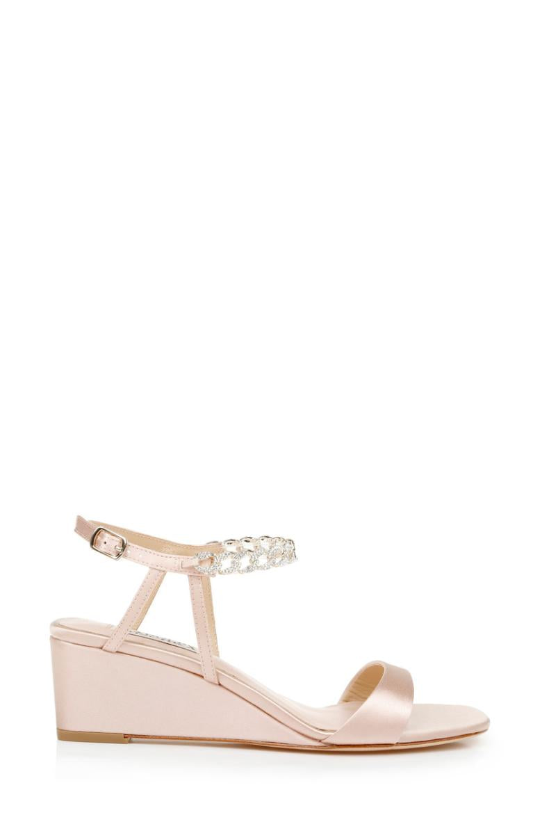 Badgley Mischka Kaelyn Mid Wedge Heel Ivory Satin | Women Wedge
