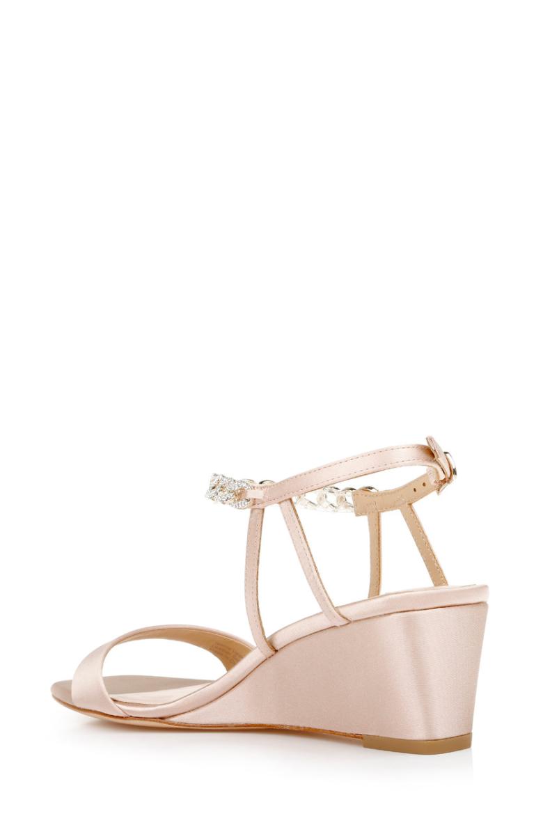 Badgley Mischka Kaelyn Mid Wedge Heel Ivory Satin | Women Wedge