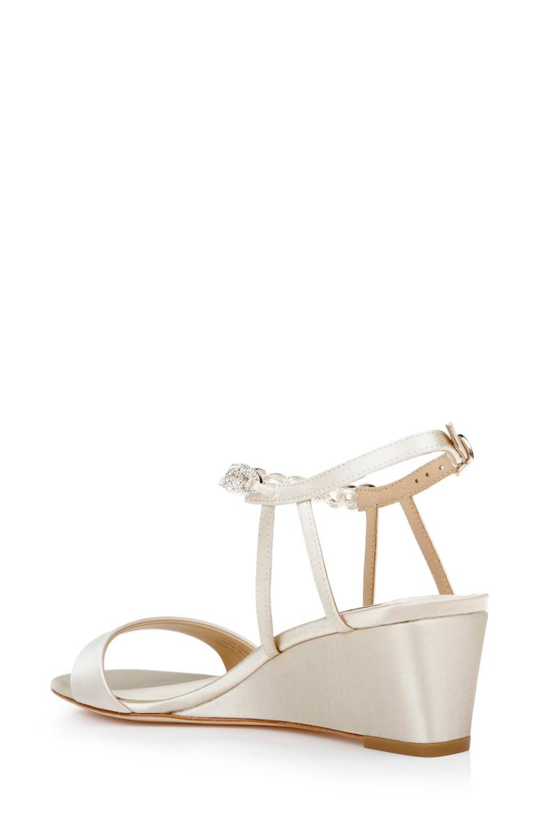 Badgley Mischka Kaelyn Mid Wedge Heel Ivory Satin | Women Wedge