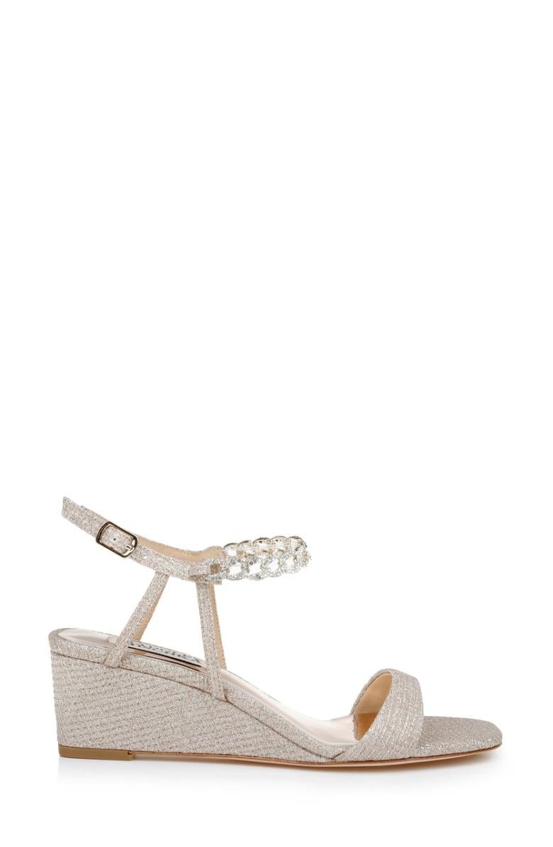 Badgley Mischka Kaelyn Mid Wedge Heel Ivory Satin | Women Wedge