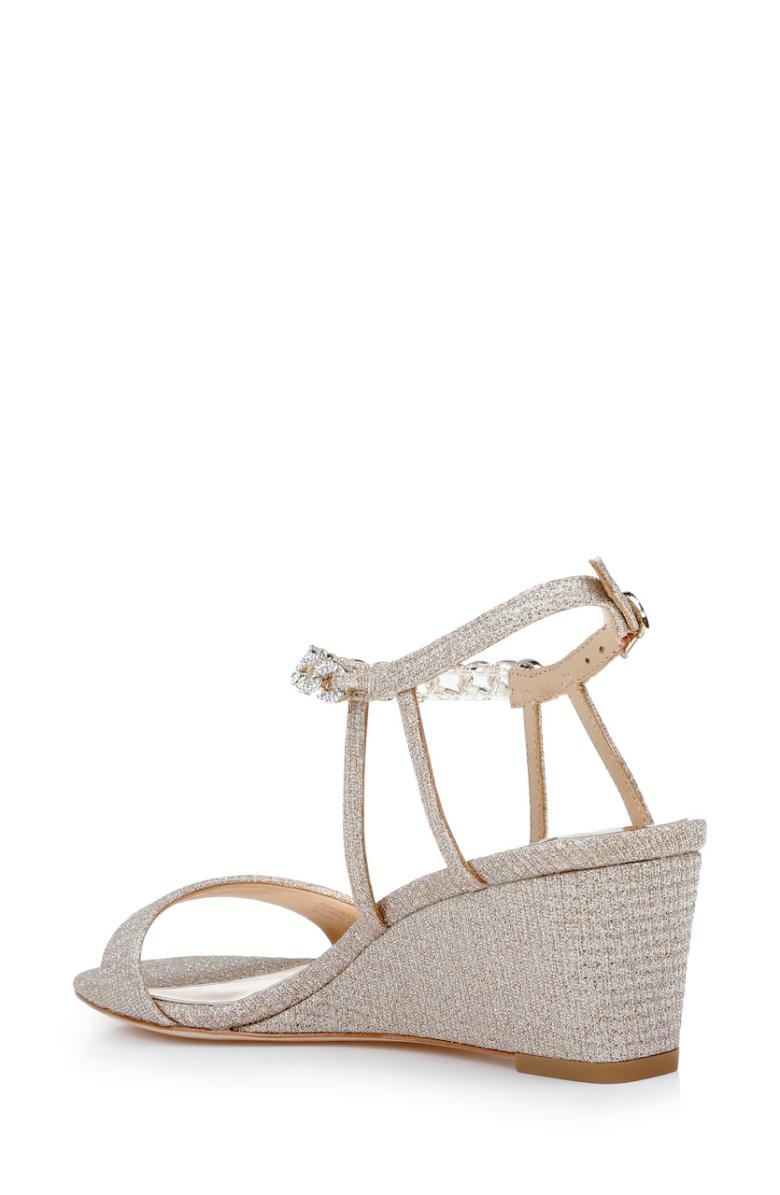 Badgley Mischka Kaelyn Mid Wedge Heel Ivory Satin | Women Wedge